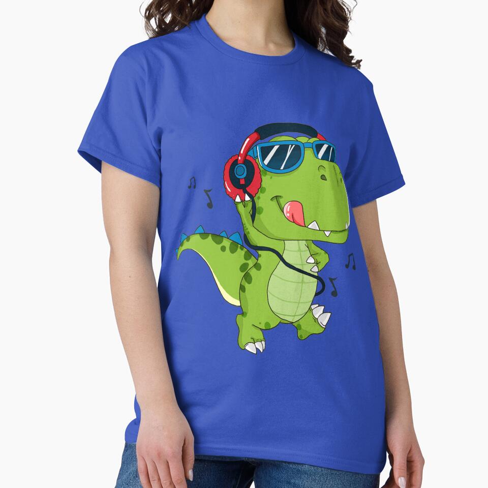 Dinosaur With Headphones Listening To Music by KellySX