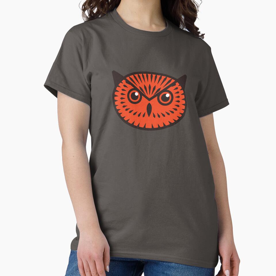 A Red Owl Face & Head with Angry Look but Seems Funny & Cute by activlifewear