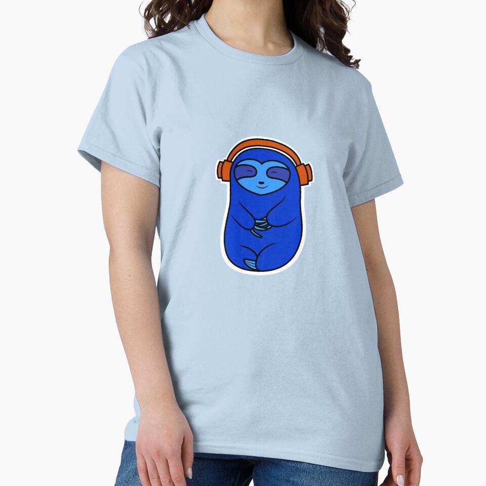 Happy Blue Sloth Listening to Music by SubtleSplit