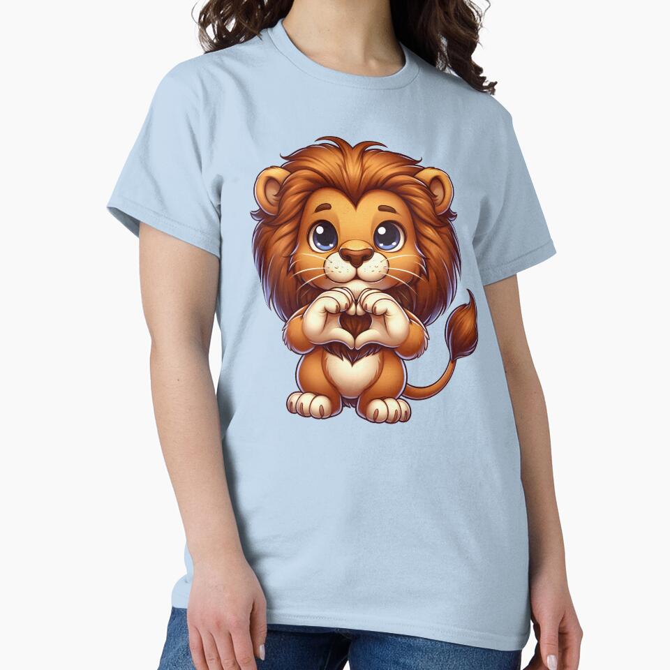 Lion sticker, lion heart, lion giving heart sign by Janetlousart