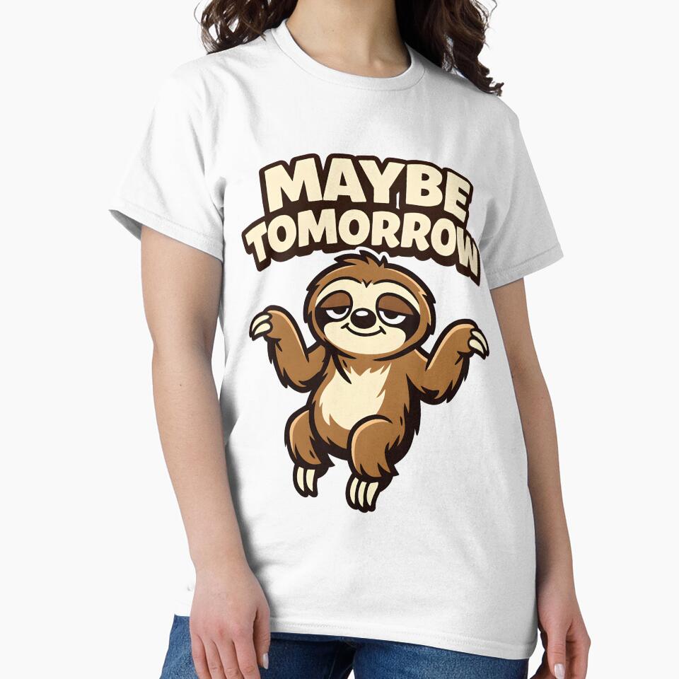 Funny Sloth Shirt – Maybe Tomorrow – Lazy Sloth Humor by bazstees54