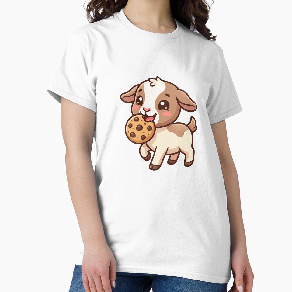 Cute little goat with a biscuit in its mouth by Simplify-Art