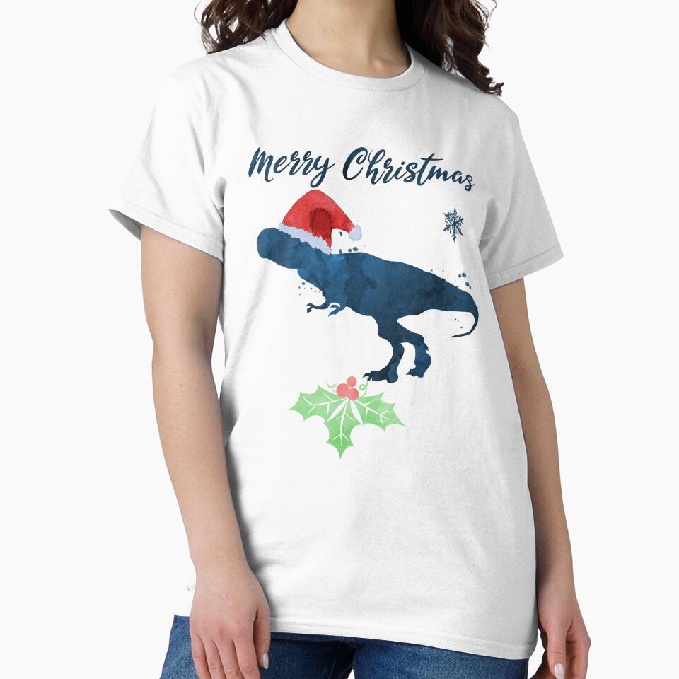 Christmas Dinosaur Art Tyrannosaurus Rex by TheJollyMarten