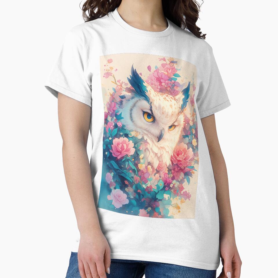 Elegant Owl Among Radiant Flowers by AshiraCreations