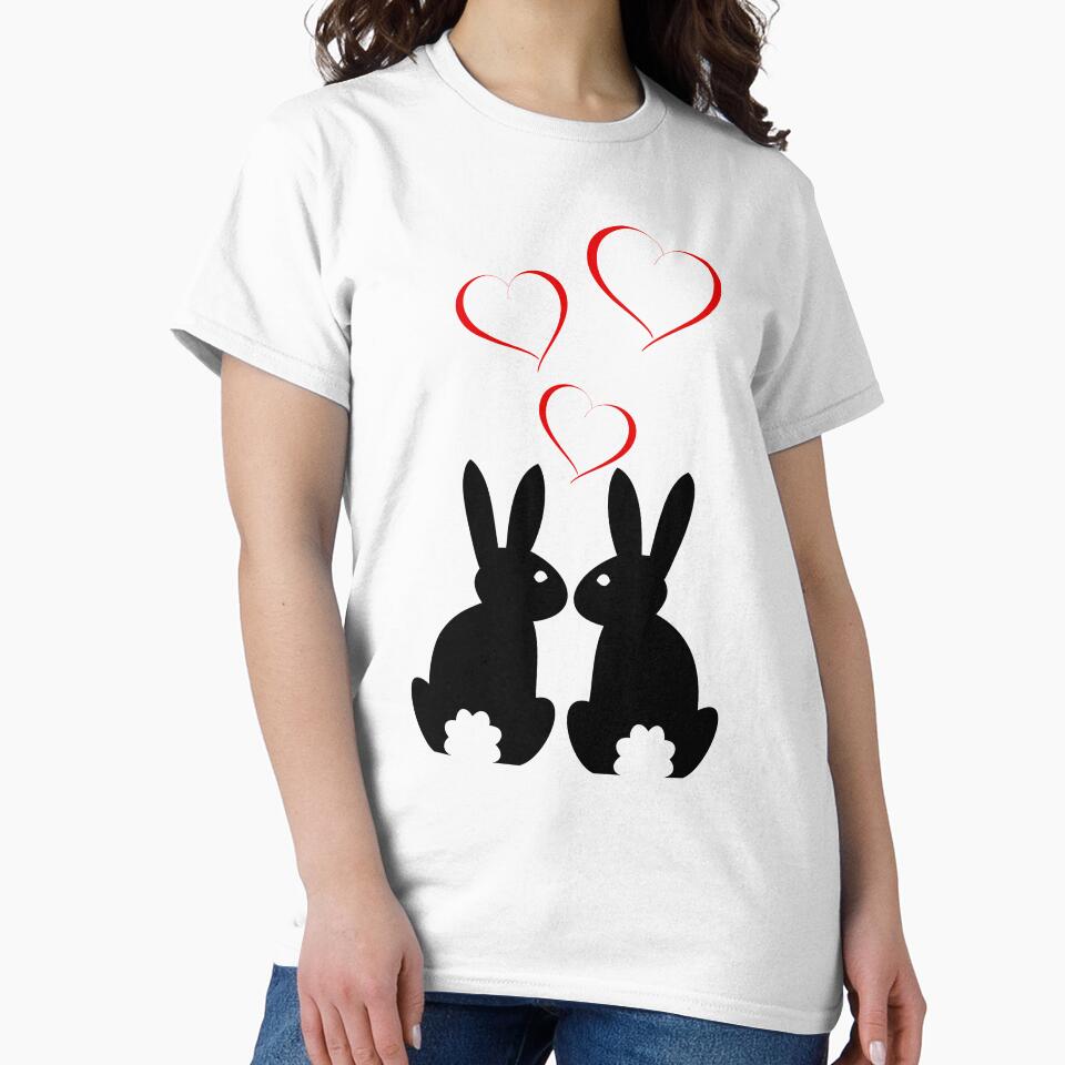 Heart Rabbit Bunny Ladies Red Hearts by DerNerd