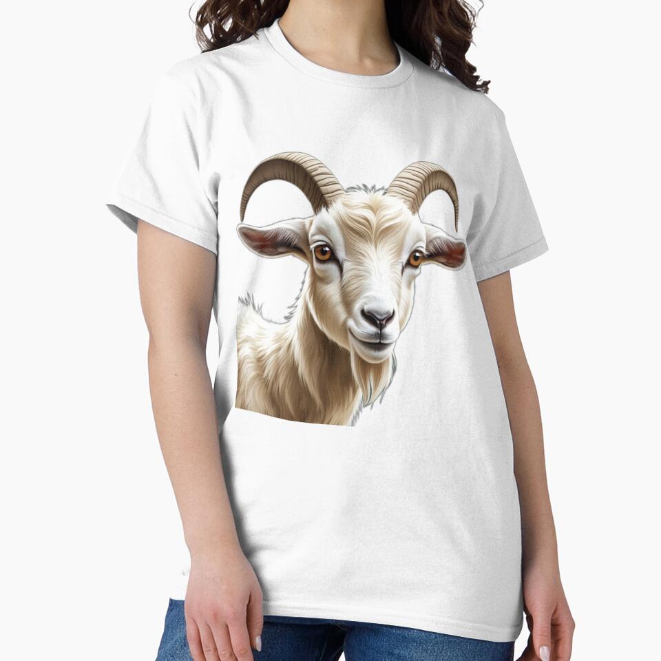 Realistic White Goat Portrait by MiniPrintMagic