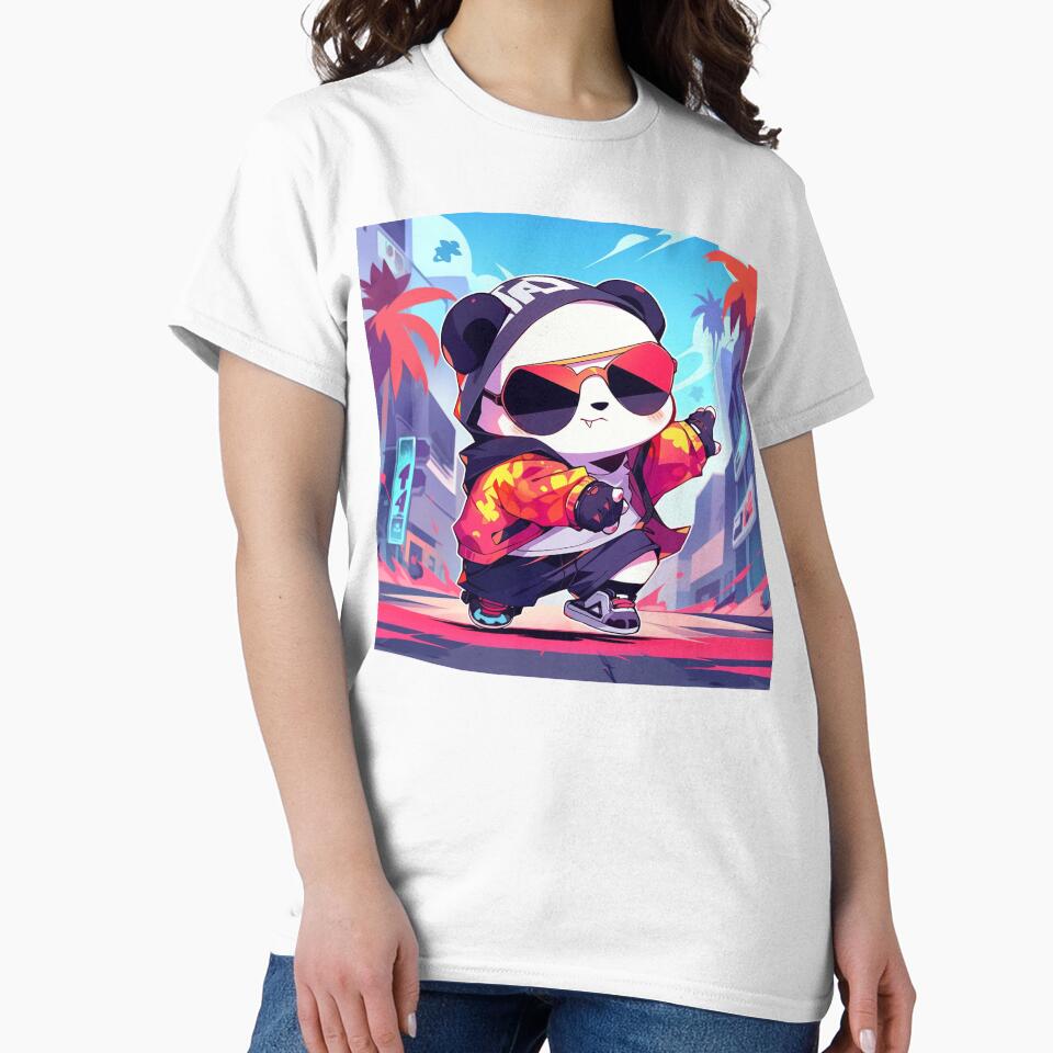 Cool Street Style Panda in Urban Cartoon Artwork by PaintbrushPlace