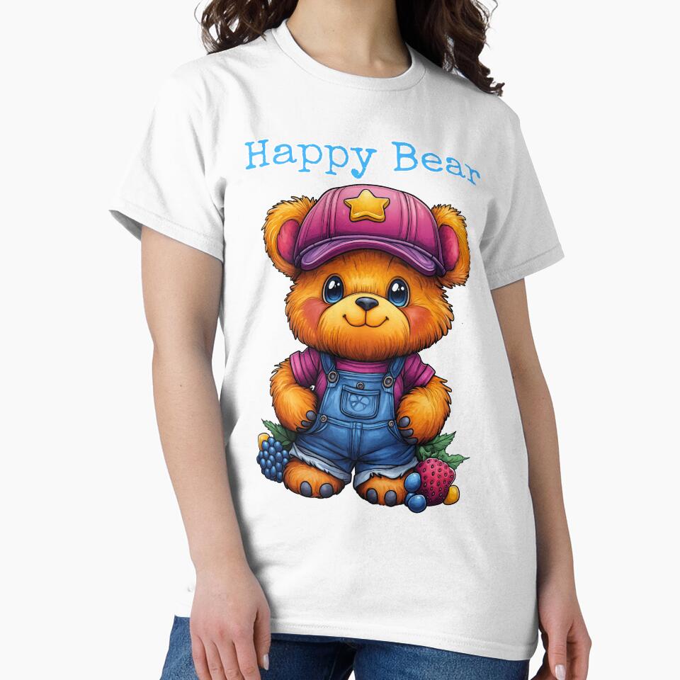 Happy Bear, Cute Bear Art, Colorful Bear Illustration, Cartoon Bear Design, Berry Bear Art by BukkyStory