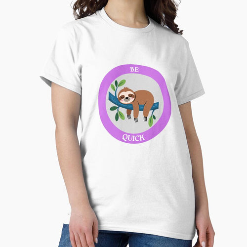 Be Quick Sloth - Sleeping Sloth on Branch Circle Art by Love3Happy