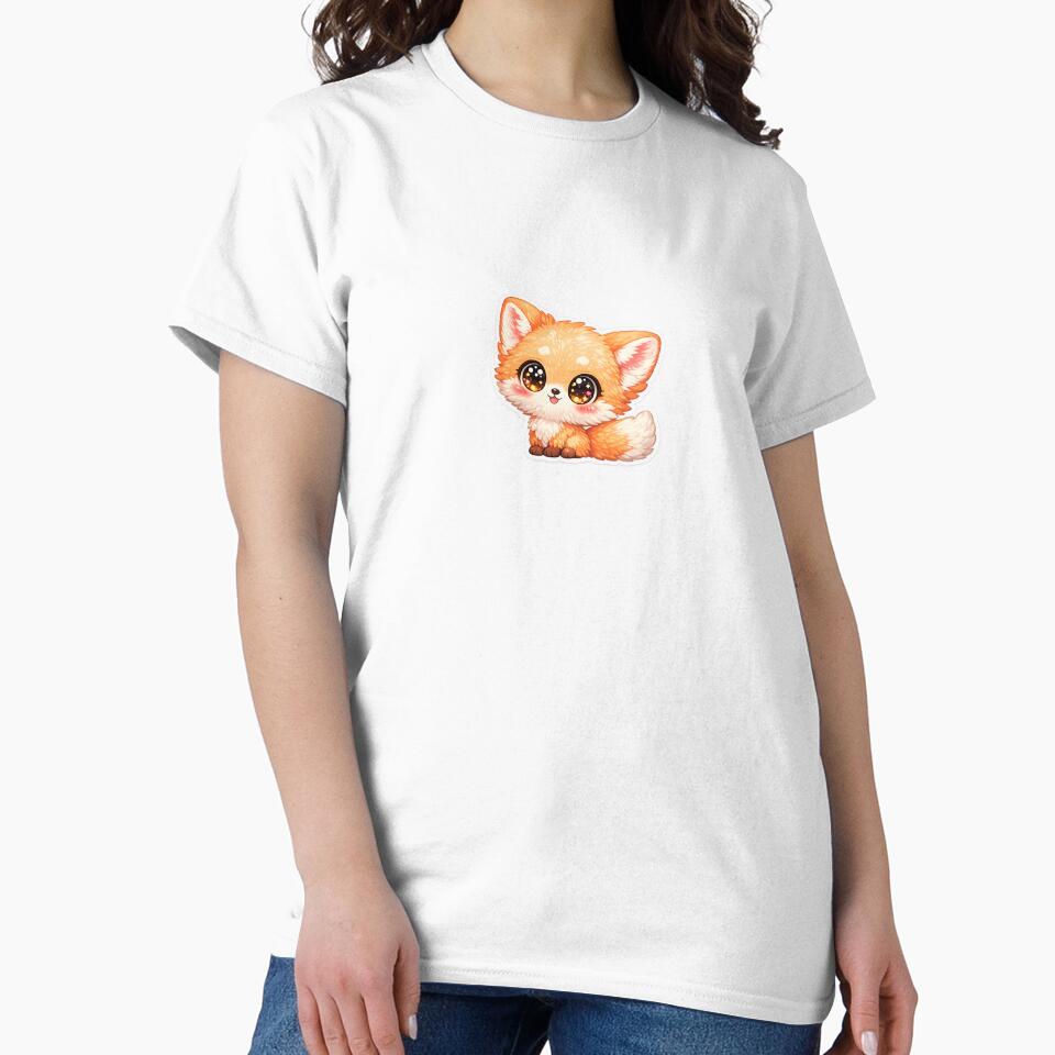 Big Head Fox Cute Sticker – Fluffy Chibi Fox Art by VeloraDzyns