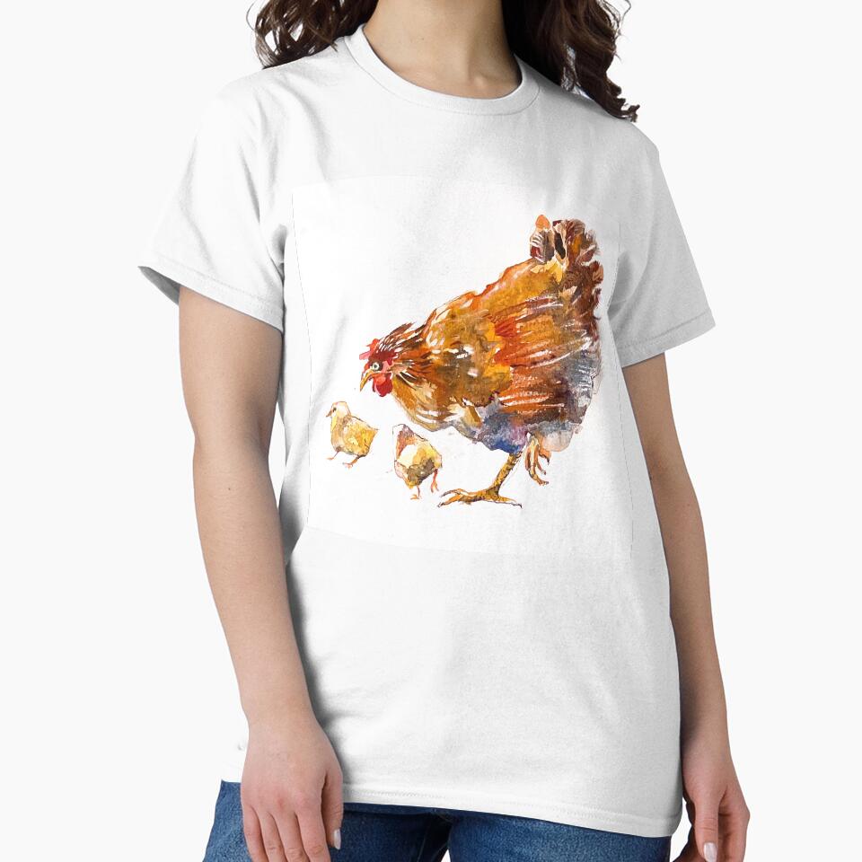 Chicken with chickens. Drawing of a chicken. by Elena Reutova