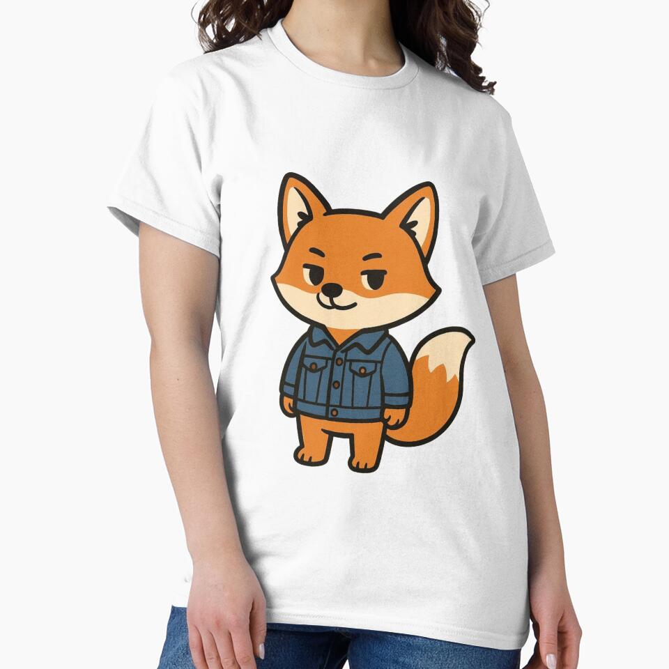 Cool Fox in Classic Denim Jacket – Trendy Woodland Animal Illustration by Confuzz1ed