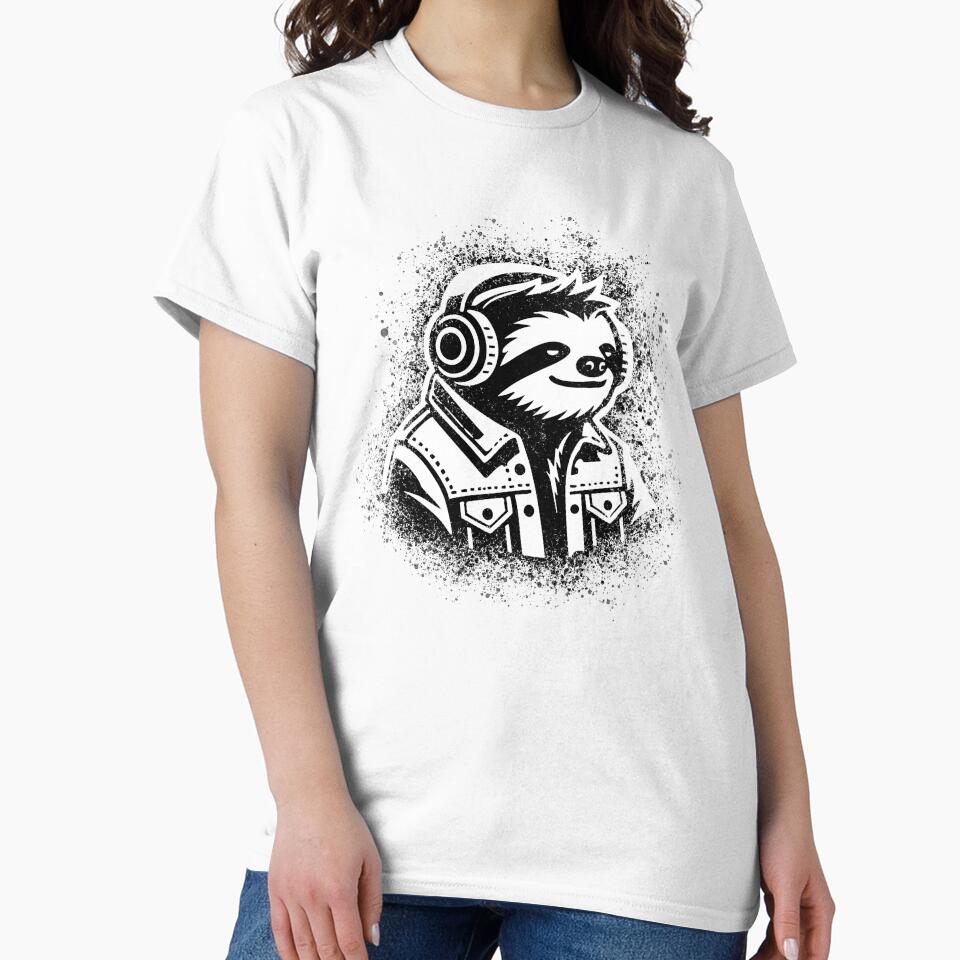 Cool Sloth Headphones Stencil – Urban Graffiti Streetwear Art by Art4aHome