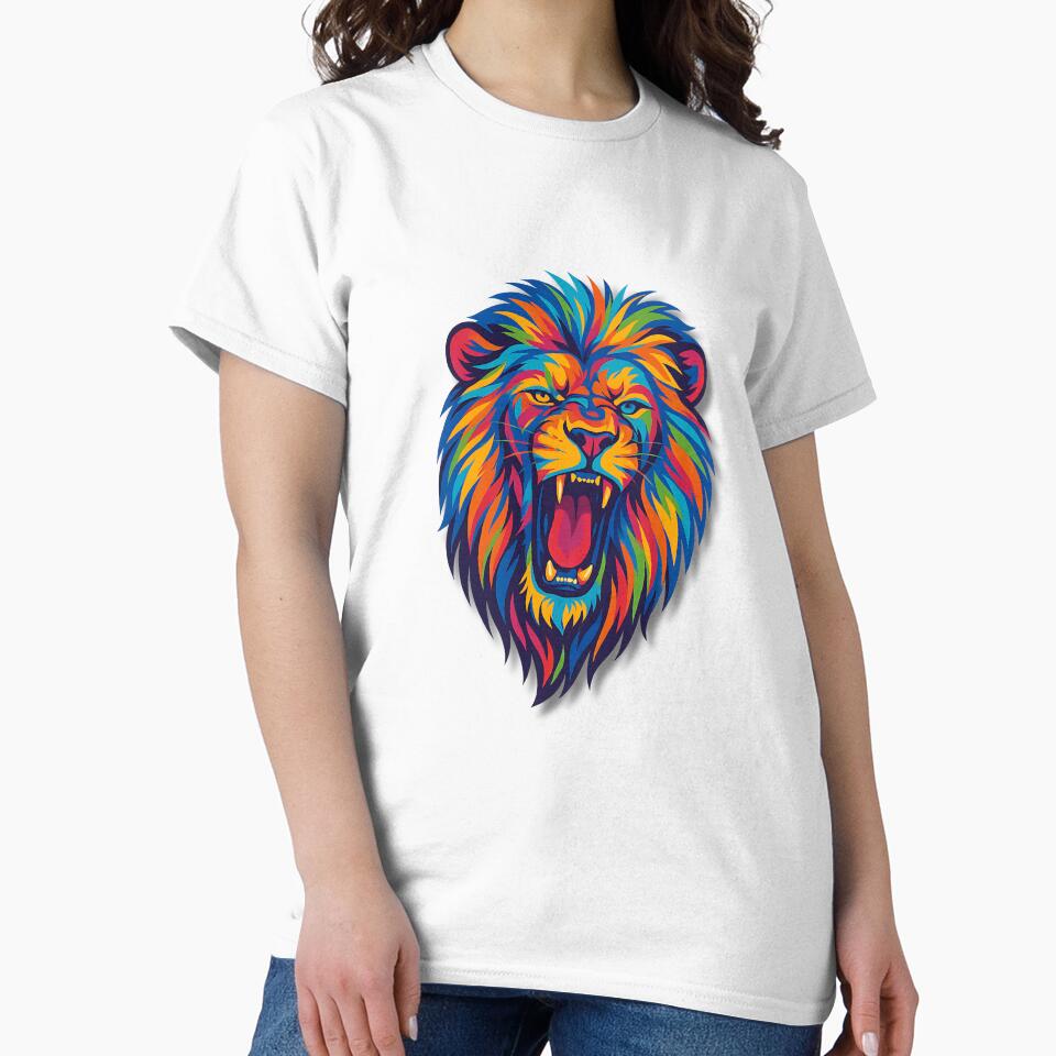 COLORFUL PAINTED LION ROARS by infinitearte