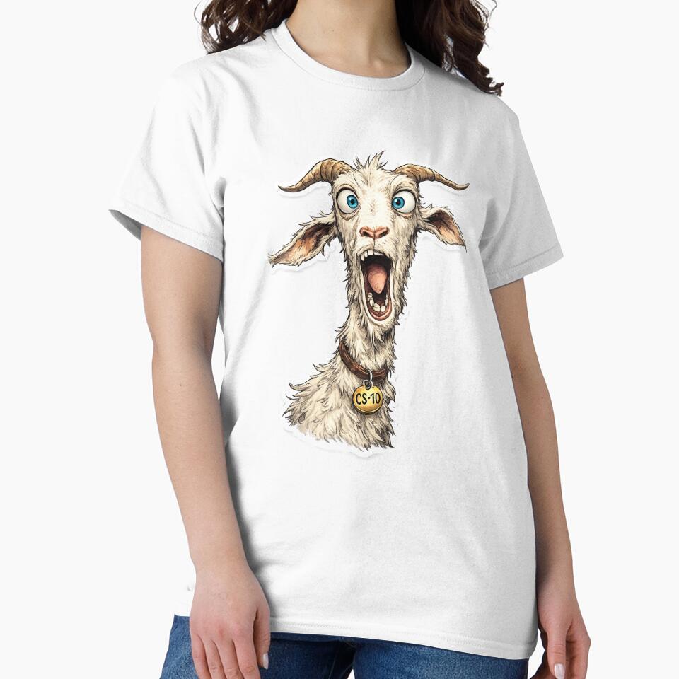 Shocked Goat Sticker – Funny Wide Eyed Reaction Farm Animal Art | Creature Shock by Creature-shock