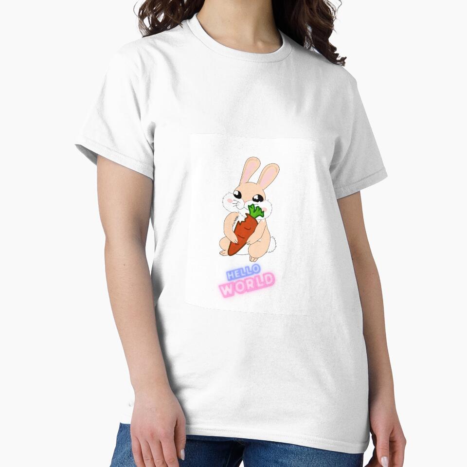 Hello world - Cute Rabbit Shirt by Waleed Kamel