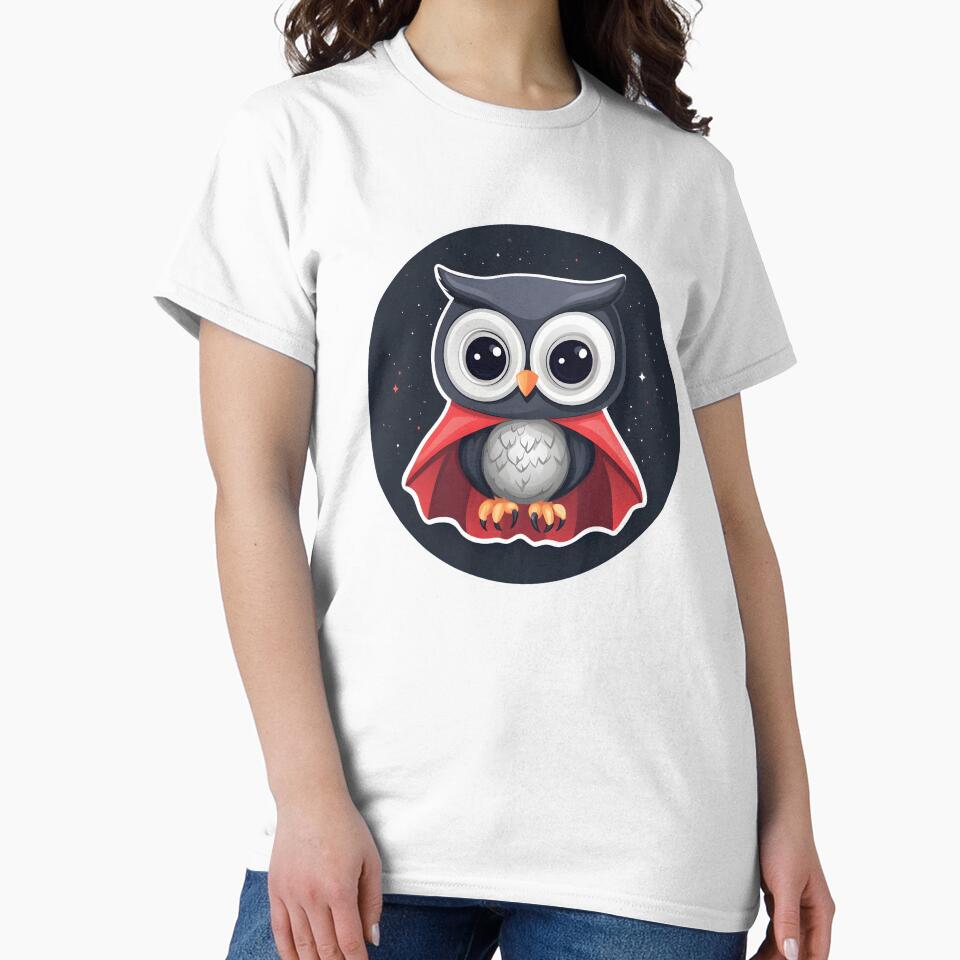 Cute Owl with Red Cape Under Night Sky by CharmingQuill