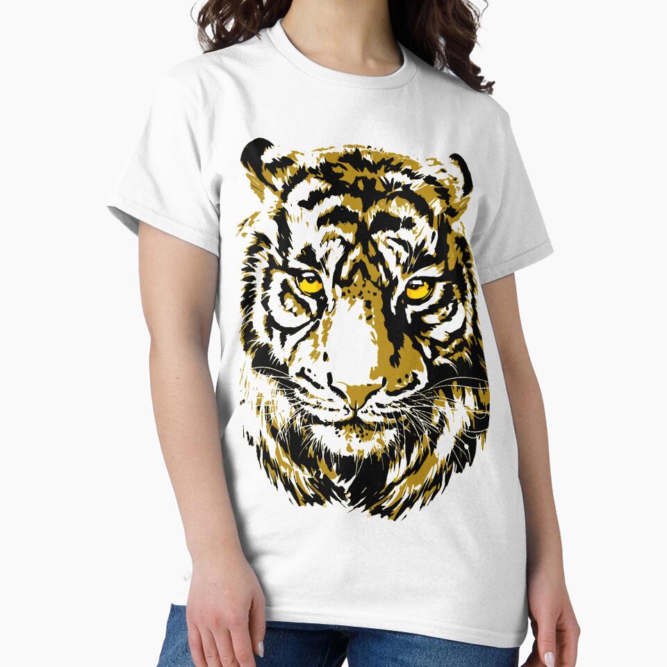 Beige Tiger Head T-Shirt - Tiger T-Shirt by BigWildKiwi