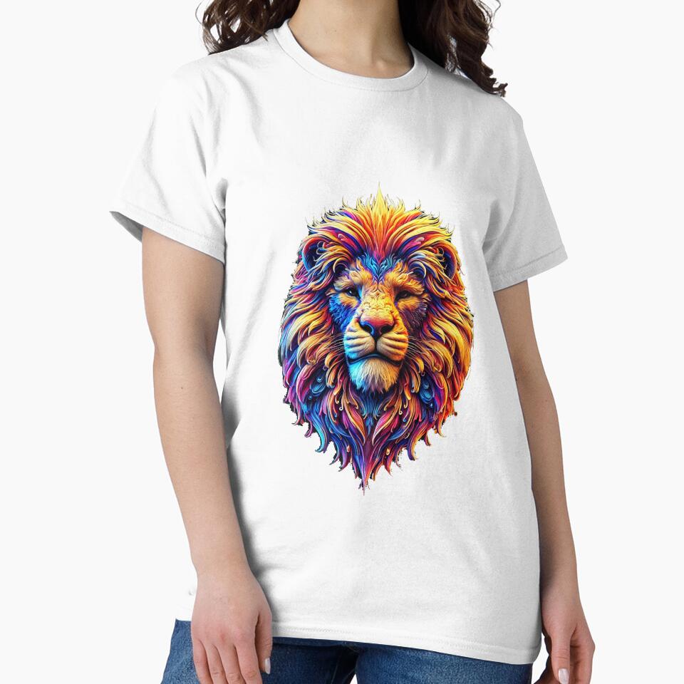 Lifelike Power: 3D Lion Head in Bold Colors by UrbanCanvvas
