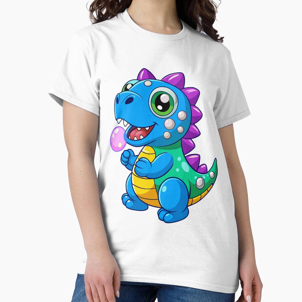 Playful Dinosaur Blowing Bubbles Sticker – Kawaii Vector Art on White Background by itsnaeem (36)