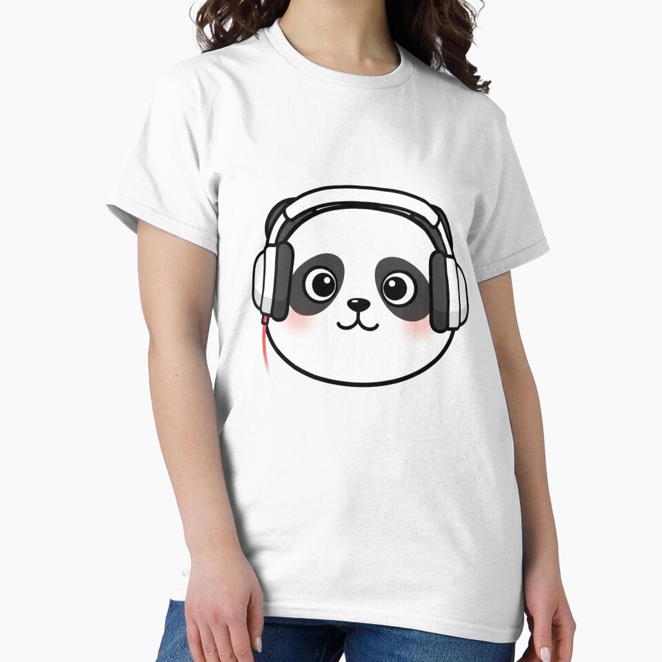 Music Panda Emoji – Cute Panda Wearing Headphones Cartoon by snaperos