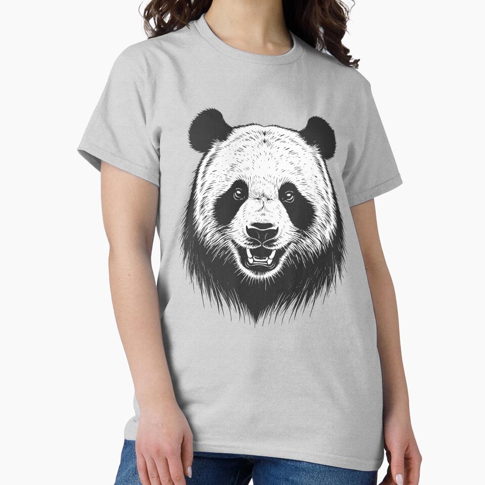 Giant Panda Bear Face Drawing by dfunky