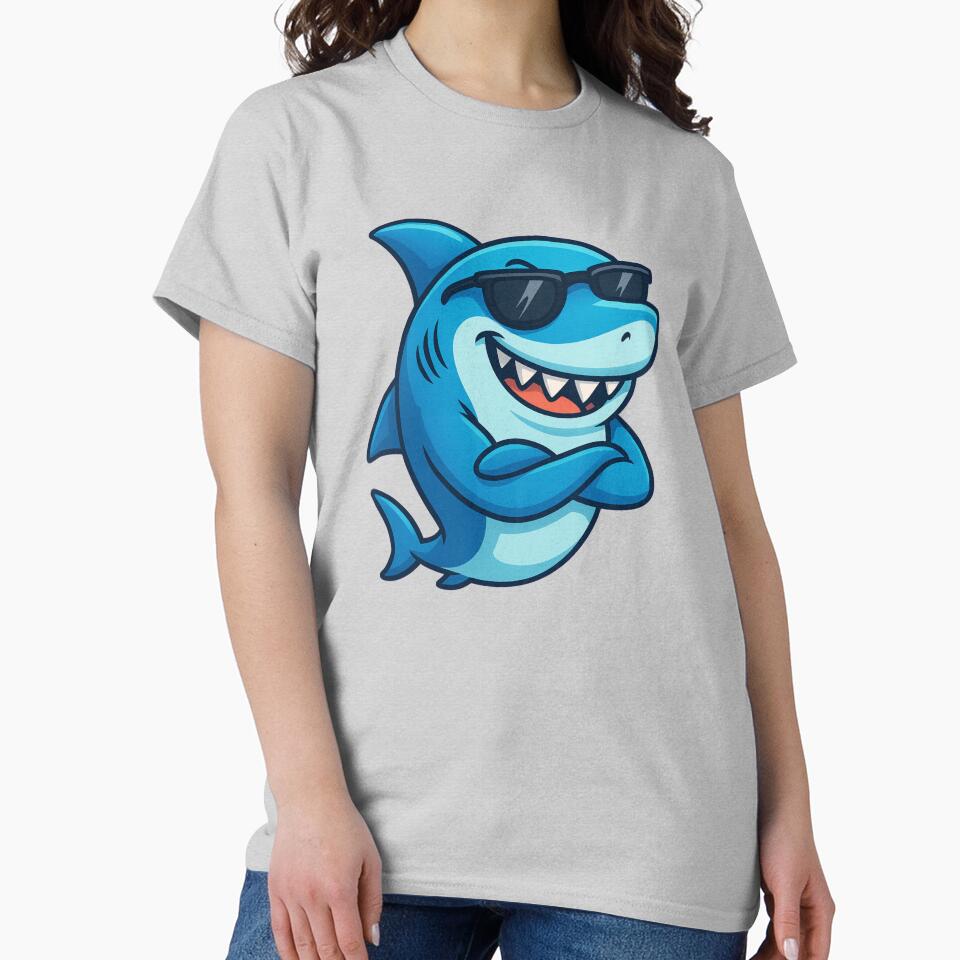 Cool Cartoon Shark with Sunglasses by Khamique
