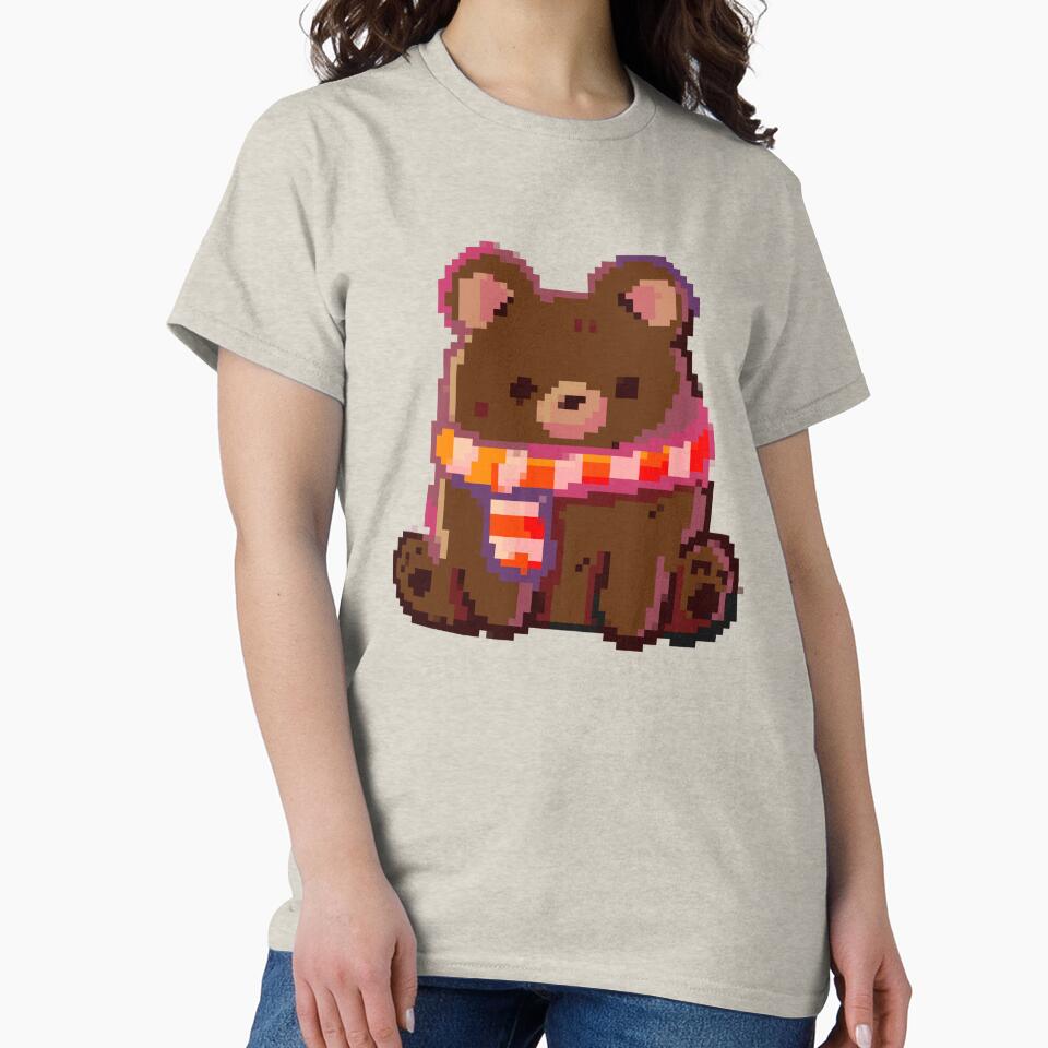Pixel art Bear wearing scarf by Artofmayara