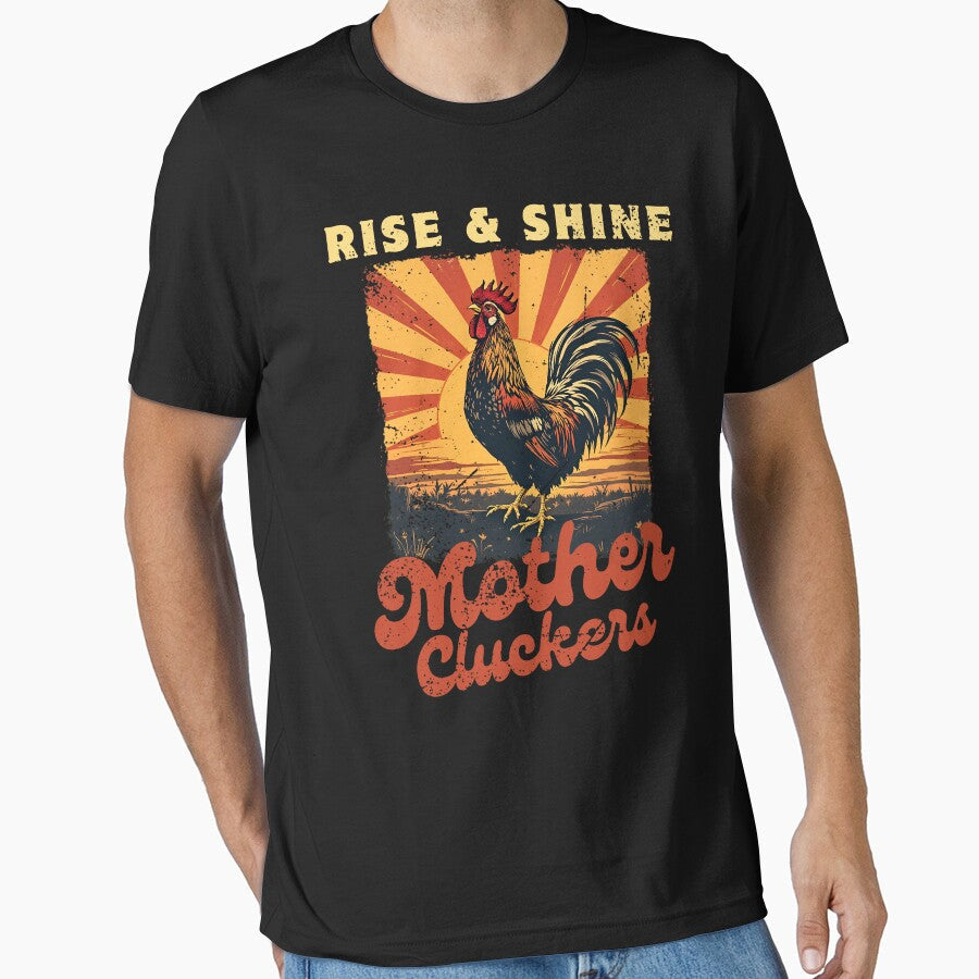 Rise & Shine Mother Cluckers Vintage Chicken Lover Funny Farm Retro by Jolycoco