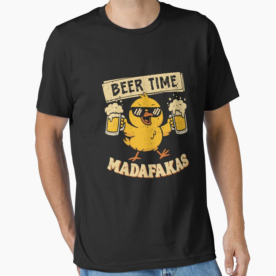Beer Time Madafakas Funny Chicken Drinking Mem by rcgela