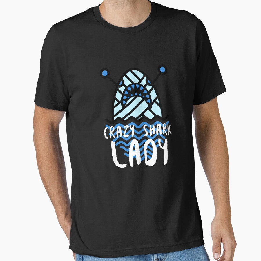 Crazy Shark Lady Knitting by jacks-tees