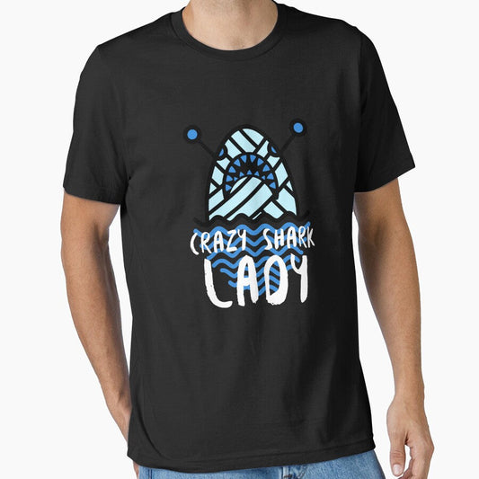 Crazy Shark Lady Knitting by jacks-tees