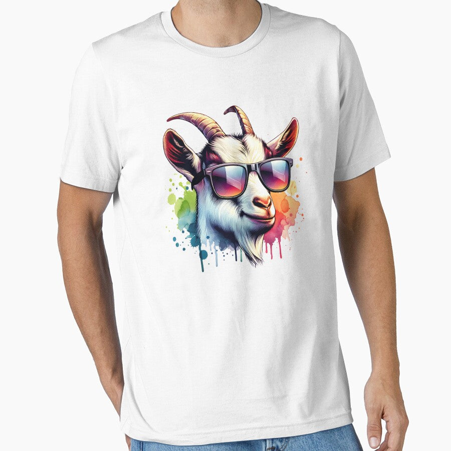 Watercolor Goat Wearing Sunglasses by TheAnimalZ00