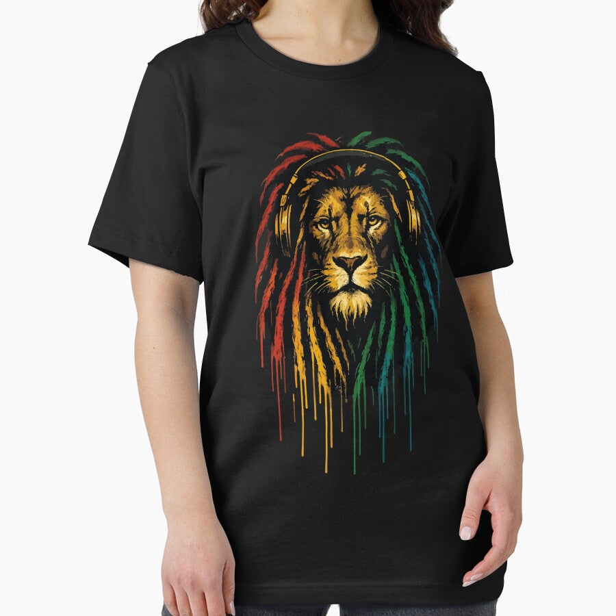 Rasta Lion – Reggae Dreadlocks, Headphones Design by Oualid Art
