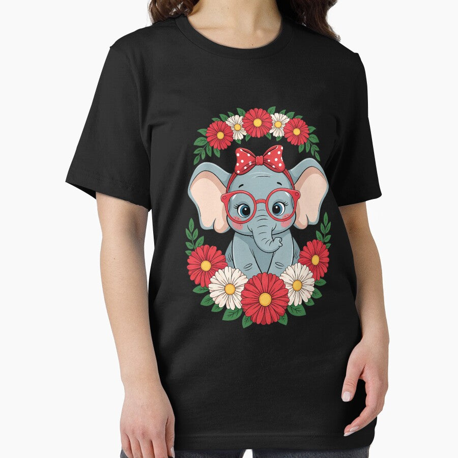 Cute Elephant Flowers Floral Bow Glasses Elephant by angolinnArt