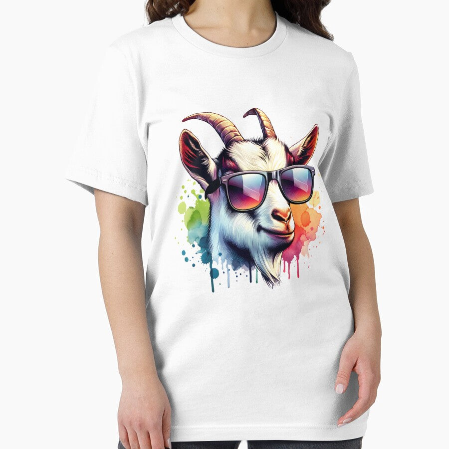 Watercolor Goat Wearing Sunglasses by TheAnimalZ00