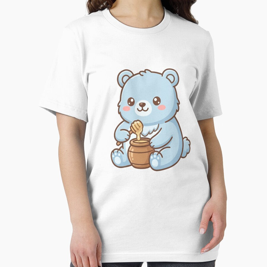 Cute Chibi Blue Bear with Honey Pot and Dipper by aacroquet