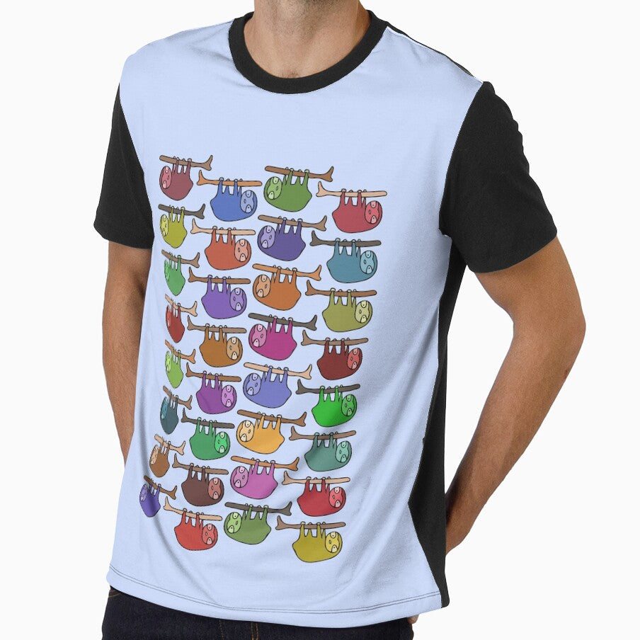 Cute and Colorful Hanging Sloth Pattern (baby blue) by Davey's Designs