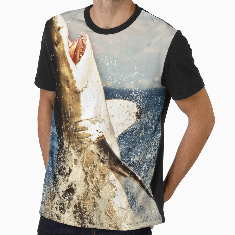 Realistic Great White Shark Jumping Out Of The Ocean by banwa