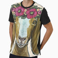 Cute Goat Art, Goat with Flower Crown by leekellerart