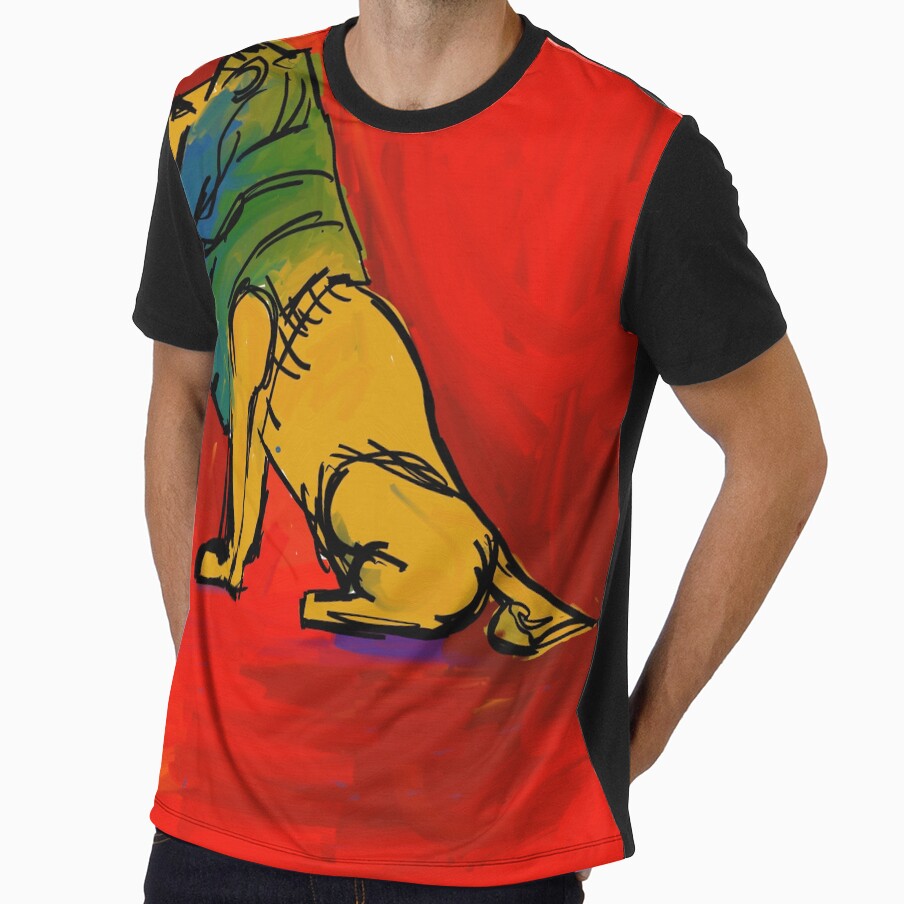 lion painting t-shirt | lion art by KARTICK DUTTA