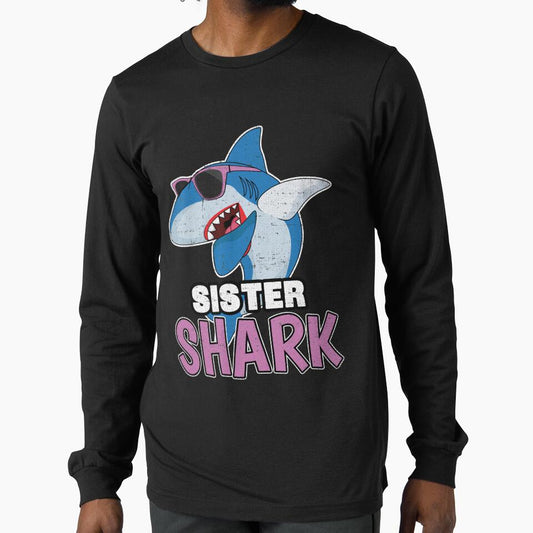 Dabbing Sister Shark T-Shirt Family Matching Gift Tee by Hananiah Merch