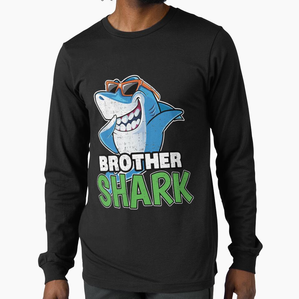 Dabbing Brother Shark T-Shirt Family Matching Gift Tee by Hananiah Merch