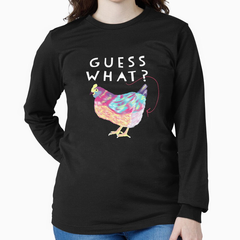 Guess What Chicken Butt Funny Colorful Chicken Hand Drawn Feminine by Melindatodd