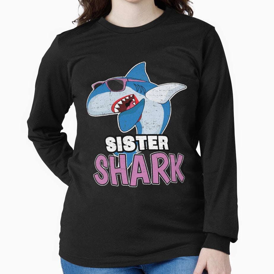 Dabbing Sister Shark T-Shirt Family Matching Gift Tee by Hananiah Merch