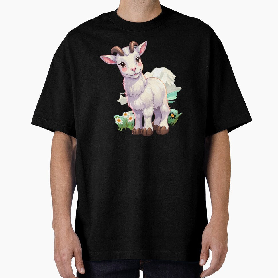 Cute Alpine Goat In The Mountains Kawaii Illustration by NBSStore