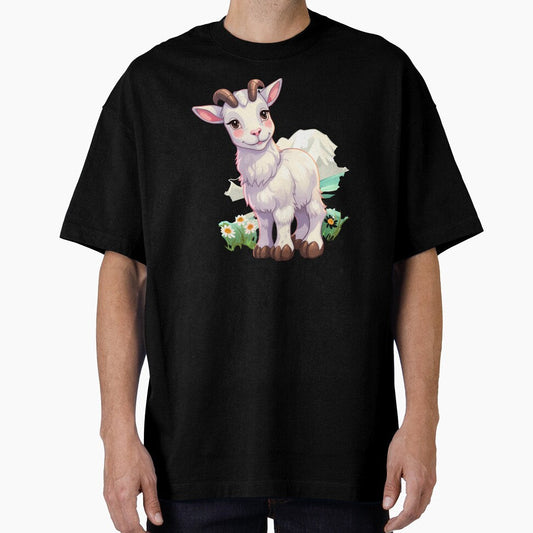 Cute Alpine Goat In The Mountains Kawaii Illustration by NBSStore