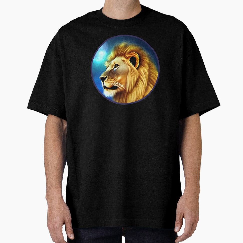 African Lion Head with magical nature wallpaper by The Love Quill