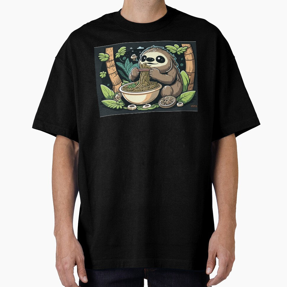 Sloth Eating Ramen Cute Kawaii Noodles by wildlifezen