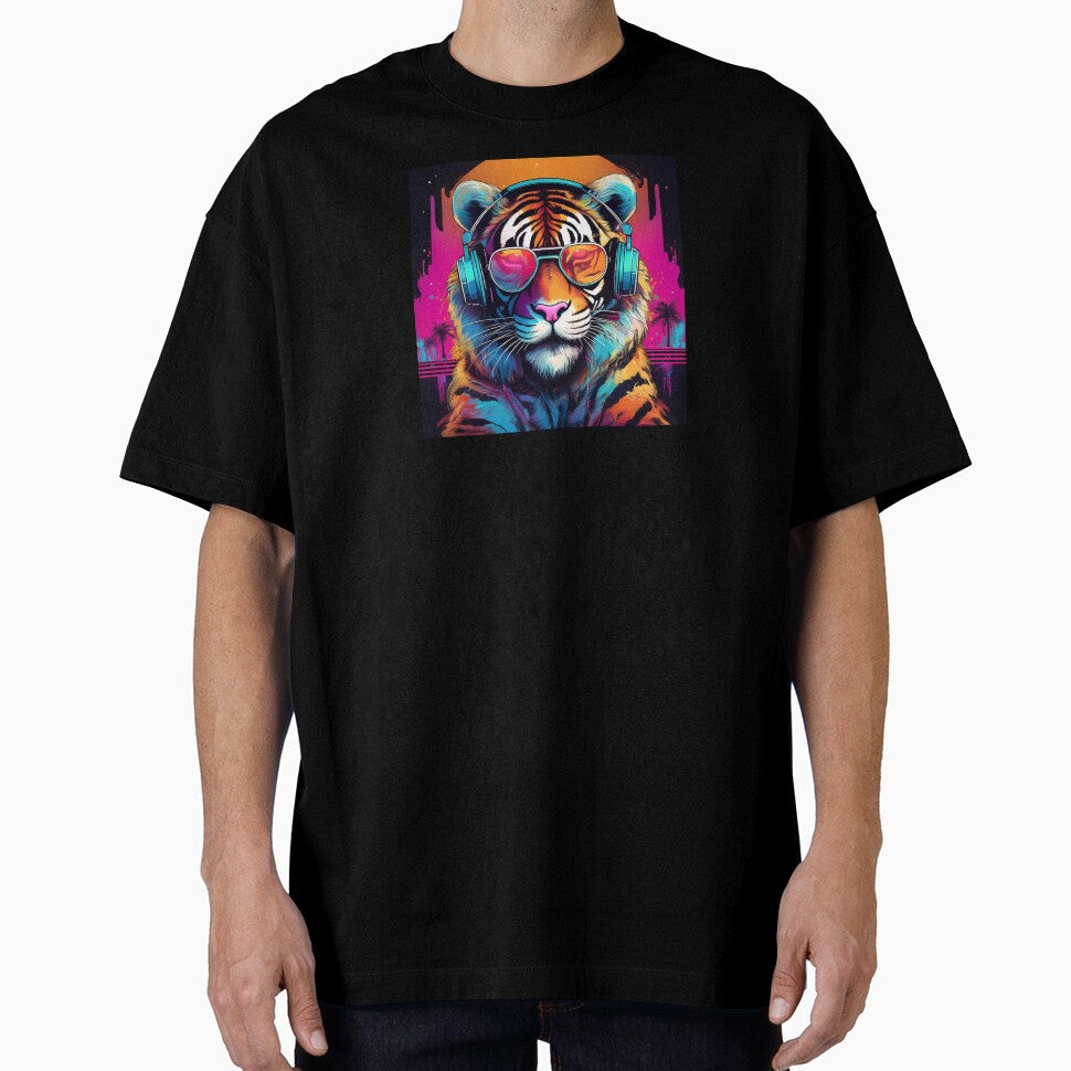 Tiger in Headphones and Shades Synthwave by Boxing Kangaroo Retail Company